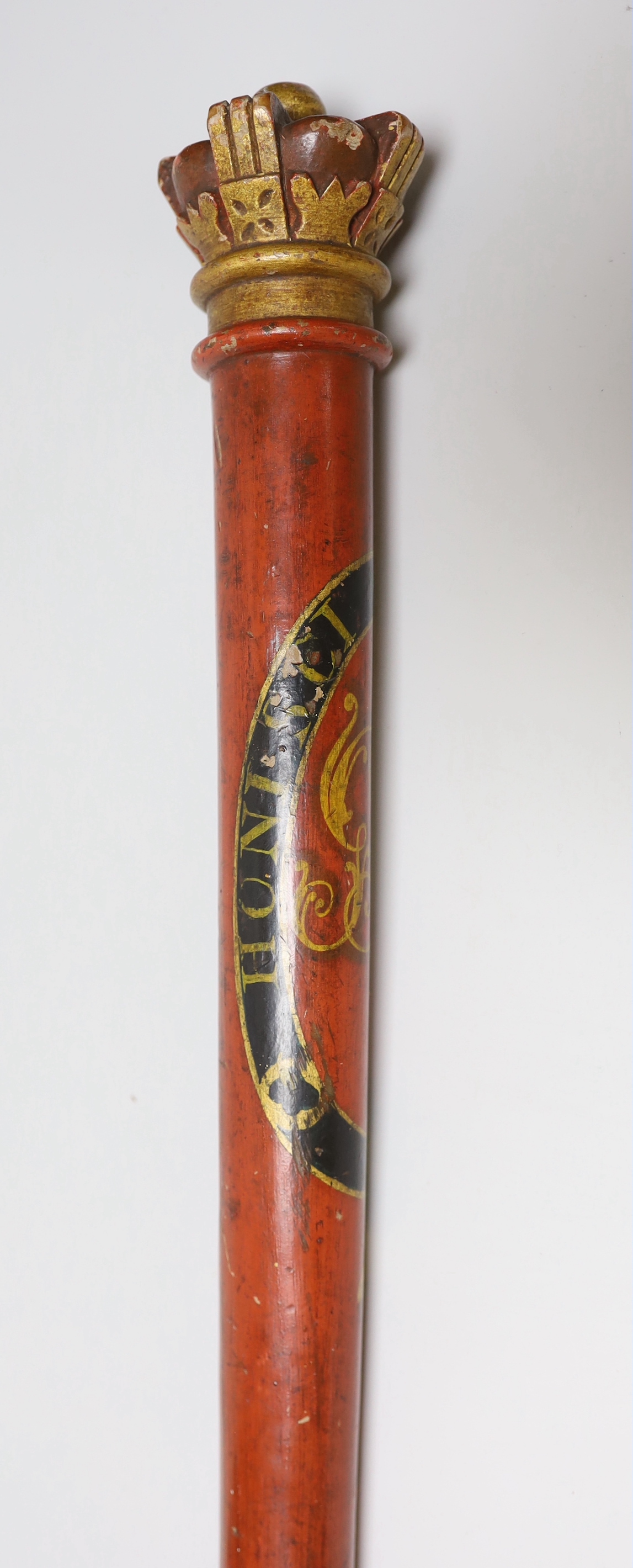 A George IV painted tipstaff, 60.5cm